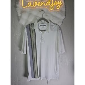 Greg Norman Golf Polo Shirt Mens Large White Performance Moisture Wick Collared